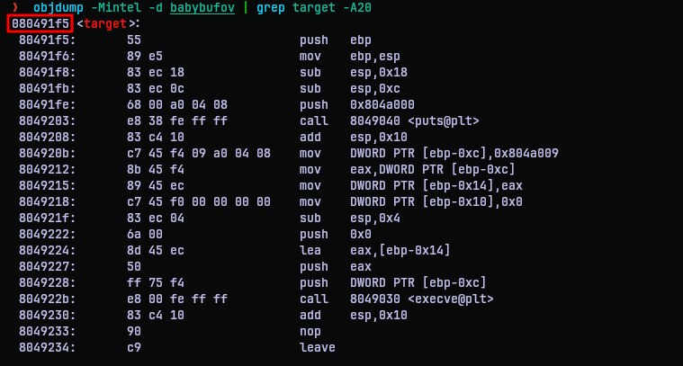 objdump target