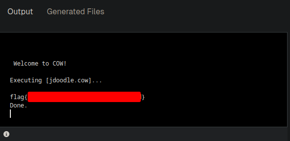 Output of COW code